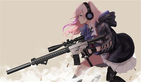 Anime Girls With Gun Hd Wallpapers Wallpaper Cave