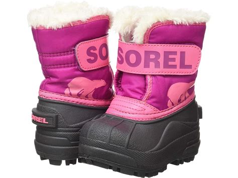 Sorel Boots Girls Toddler Pink White Snow Commander Size 8 Insulated