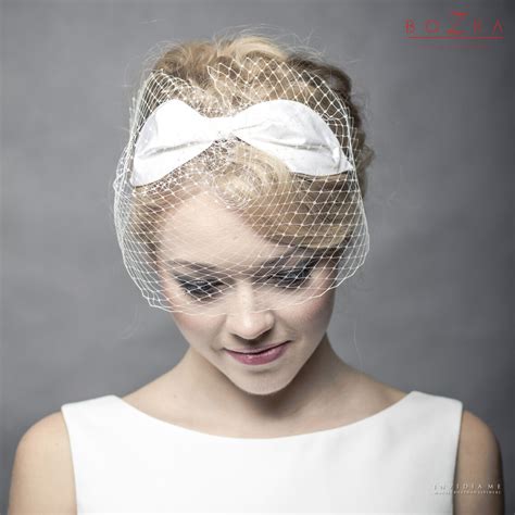 Silk Wedding Bow With Netting Delicate Wedding Veil With Silk Etsy Uk