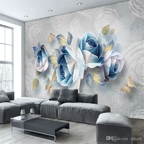 3d European Retro Rose Living Room Tv Background Wall Paper Simple