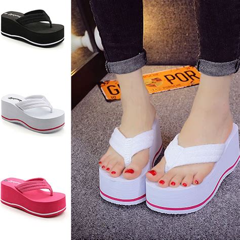women beach high heels wedge platform flip flops creepers sandal slipper shoes ebay platform
