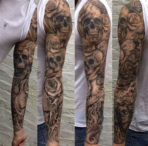Skull sleeve tattoos are quite a common sleeve tattoo design, worn commonly by men. Tattoo sleeve skull | tattoos | Pinterest | Sleeve, Tattoo ...