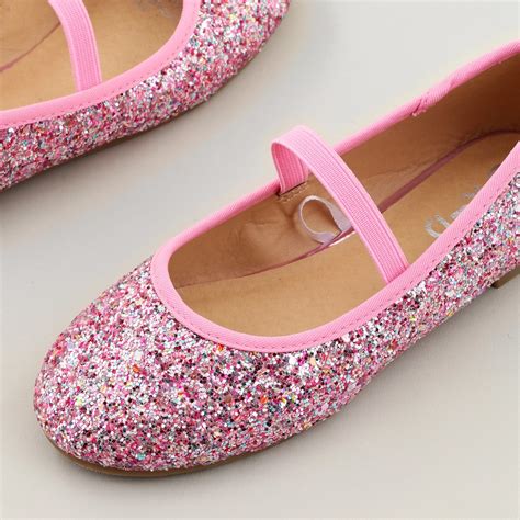 K D Infant Girls Glitter Ballet Flats Pink Size 11 Big W