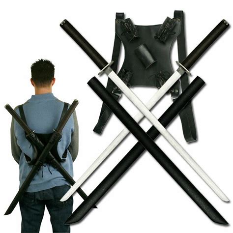 Twin Ninja Katana With Back Strapsw 896bk3 Samurai Display Swords