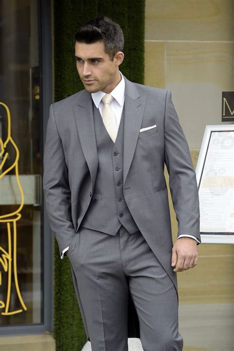 Slim Fit Grey Tailcoat With Matching Waistcoat Wedding Suit Hire Best
