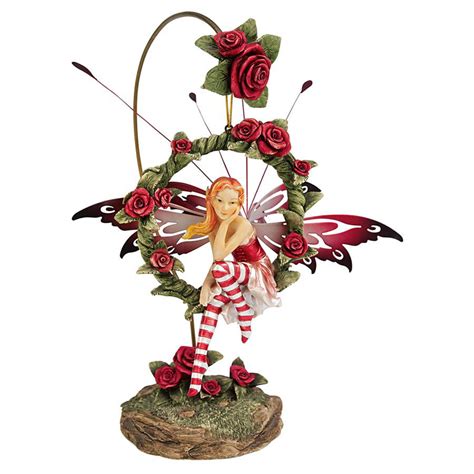 Design Toscano Radiant Rose Dangling Fairy Sculpture With Stand