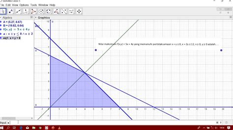 Cara Penyelesaian Program Linear Dengan Geogebra Youtube