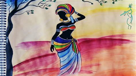 Tribal Art Woman Painting African Tribal Art Using Acrylic Colours