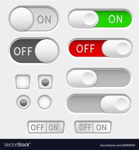 Switch Slider Buttons Radio Buttons Royalty Free Vector