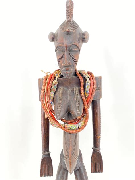 Lot - Large African Hand Carved Wood Female Sculpture