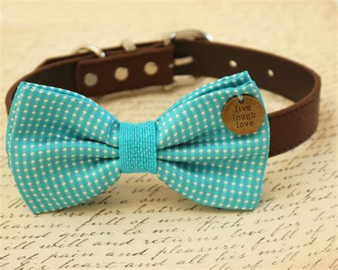 Blue Dog Bow Tie Attached To Collar Wedding Accessory Beach Wedding