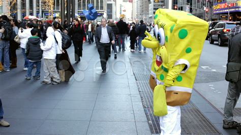 Spongebob On New York City Street Stock Footagecityyorkspongebob