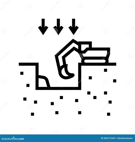 Excavation Pit For Building Line Icon Vector Illustration Stock