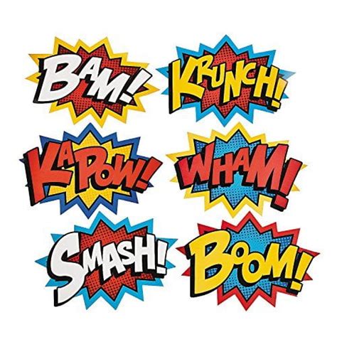 Cardboard Jumbo Superhero Word Cutouts Size 26 X 18 6 Pcs By
