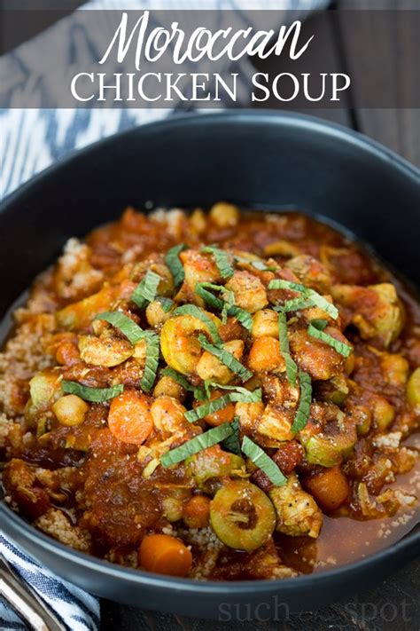 While our moroccan chicken recipe obviously calls for a whole roasting chicken, a tagine doesn't that's a wrap for our delicious moroccan chicken tagine recipes! Moroccan Chicken Soup | A Deliciously Different Instant ...