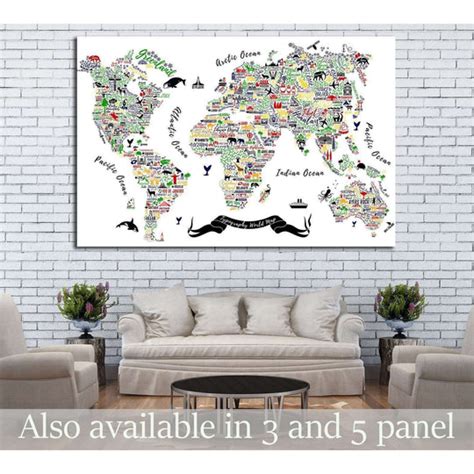 Kids World Map Zellart Canvas Prints