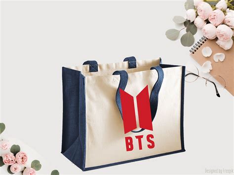 Bts Jute Tote Bag Bts Group Bag Kpop Beach Bag Korean Music Etsy