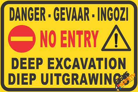 View Deep Excavation Safety Signs Excavator Moving