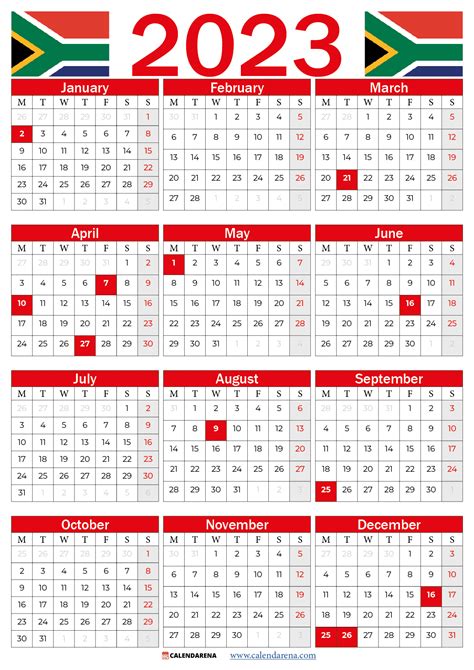 2022 Calendar With Holidays South Africa