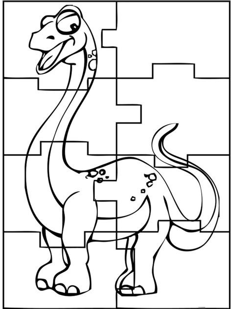 Kleurplaat dinosaurus puzzel Leukekleurplaten.nl