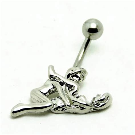 Hot Surgical Steel Love Dangle Belly Button Ring Sexy Double People