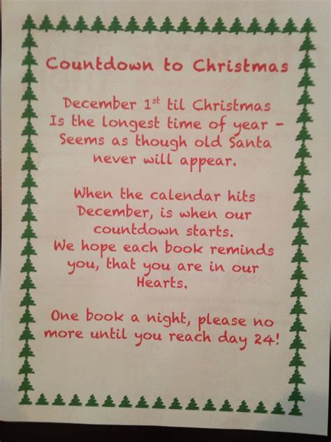 Countdown To Christmas Book Advent Calendar Poem