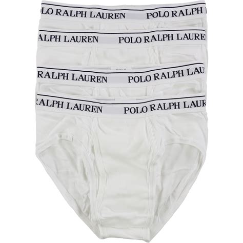 Ralph Lauren Mens 4 Pack Low Rise Underwear Briefs White Small