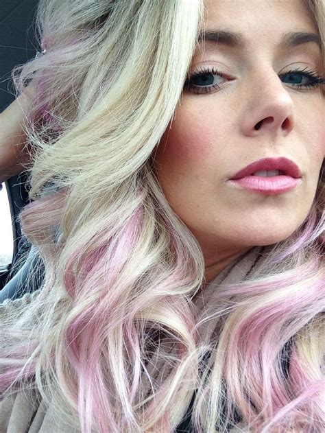 Call and make an appointment with a professional colorist! blonde balayage with pink streak - Google Search | Pink ...