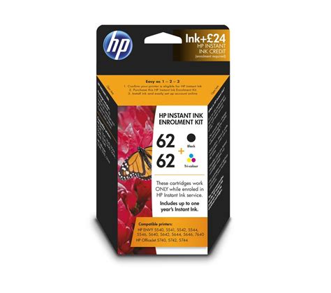 Hp 62 Instant Black And Tri Colour Ink With Hp Instant Ink Enrolment £