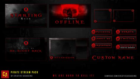 Pirate Stream Overlay Package Multi Color Twitch Youtube For Obs