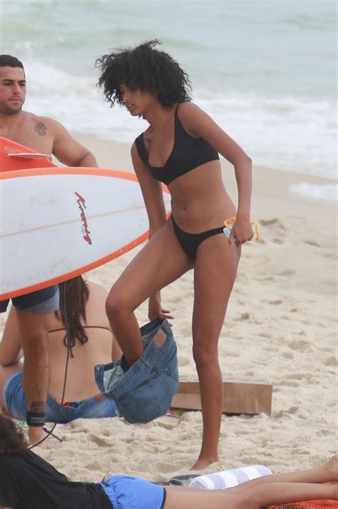 Imaan Hammam Shows Off Her Bikini Body And Goes Surfing At Ipanema Beach In Rio De Janeiro Brazil