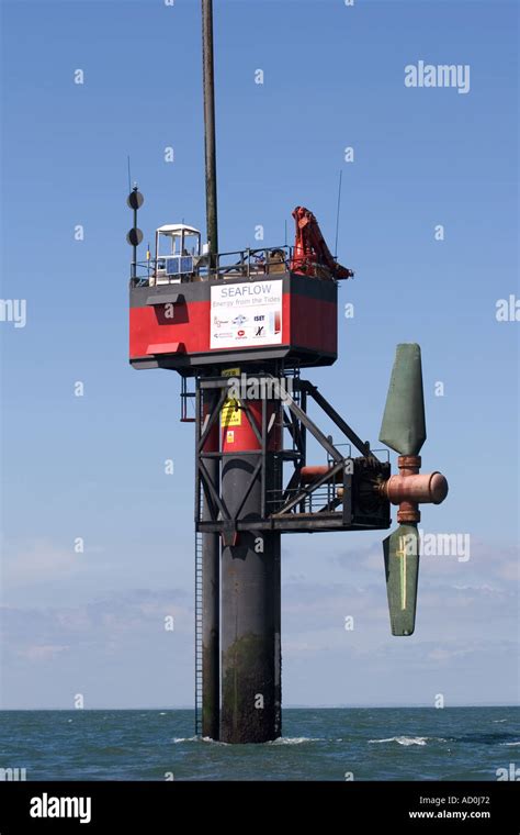 The Seaflow Marine Current Turbine Project With Rotor Raised For Stock