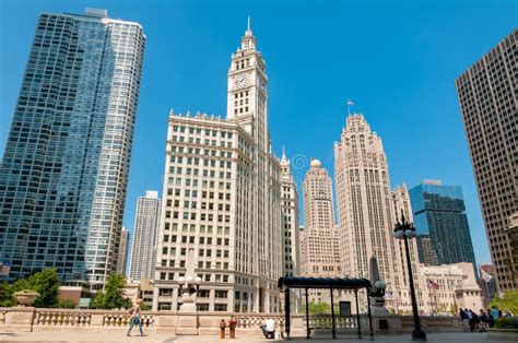 View Of Wrigley Building And Tribune Tower In The Chicago Downtown