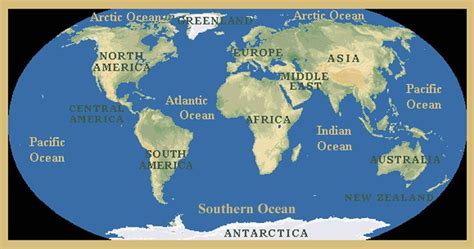 Map Of Continents And Major Bodies Of Water School Or Classroom Ideas