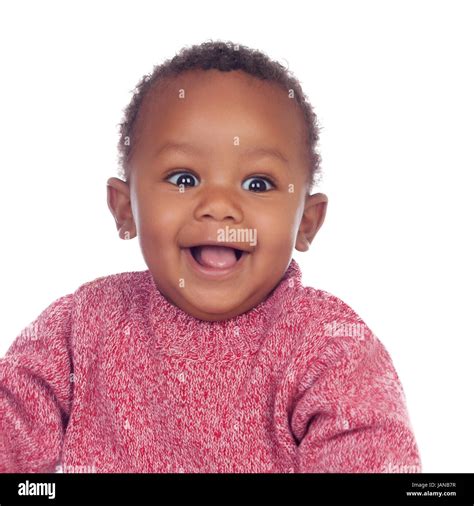 Adorable African Baby Smiling Isolated On A White Background Stock