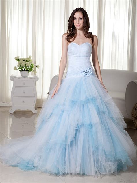2017 New Ball Gown Light Blue Colorful Wedding Dresses