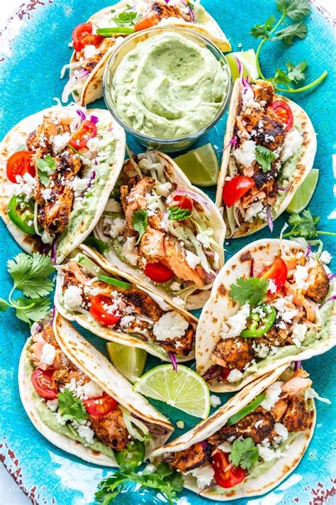 Maybe you would like to learn more about one of these? Grilled Salmon Tacos with Avocado Crema - Saving Room for ...