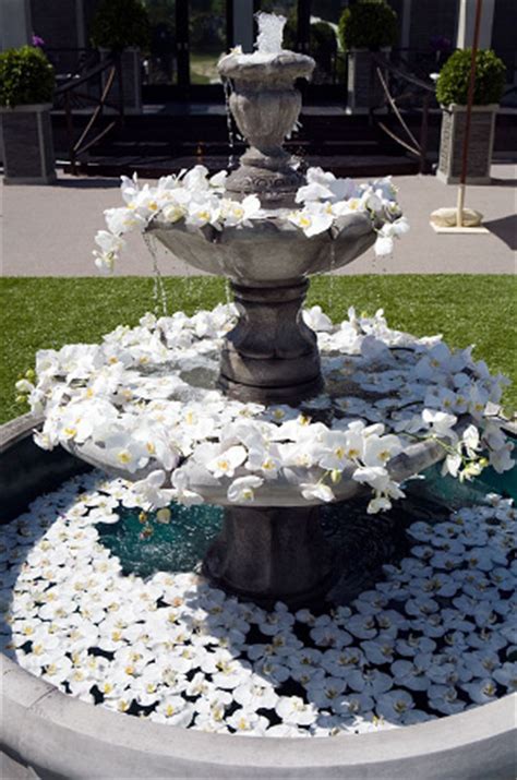 Las plantas son muy importantes en la decoración de interiores. Decora con flores las fuentes de agua de la recepción - Directorio de Bodas LaCelebracion.com