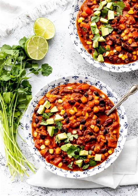 Easy Bean Chili Recipe Vegan Haute Healthy Living