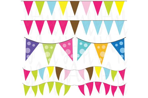 Colorful Bunting Clip Art Illustrations On Creative Market