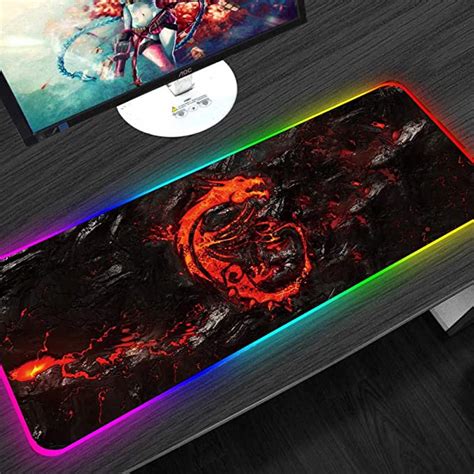 Mouse Pads Large Rgb Gaming Mousepad Red Color Dragon