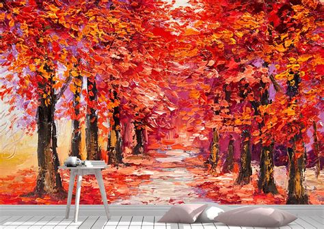 Autumn Forest Wall Mural Wallpaper Wall Art Peel And Stick Self Adhesive