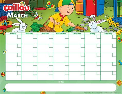 You might also be interested in coloring pages from spring category. Printable Caillou Calendar - March 2017 | Caillou ...