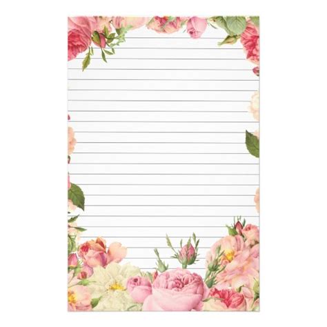 Free printable lined writing paper with borders. Roses Border Lined Paper | Zazzle.com