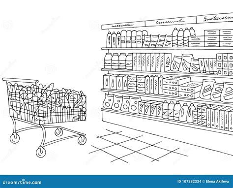 Super Market Clipart Black And White Grocery Store Shop Interior