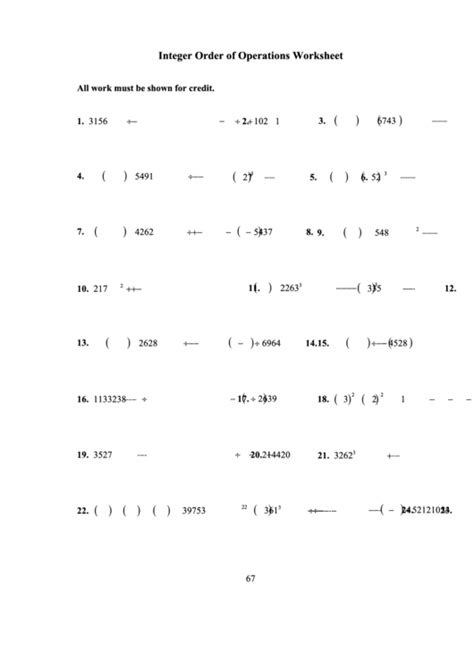 Apply the order of operations on expressions involving three whole numbers or integers. Order of operations integers worksheet pdf