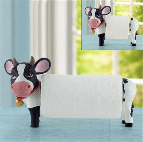 Discovering my toilet paper allergy. New Creative Design! Counter Top Cow Toilet Paper Holder ...