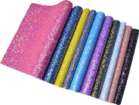 Wento Assorted Colors 10pcs Chunky Glitter Fabric Sheets