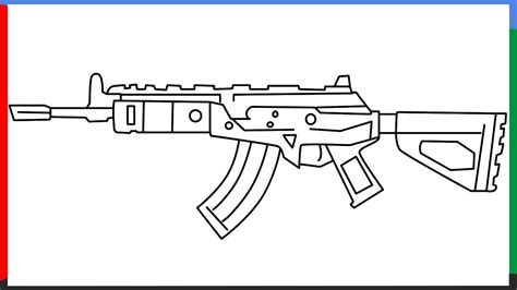How To Draw Cr56 Amax Gun From Call Of Duty Step By Step For Beginners