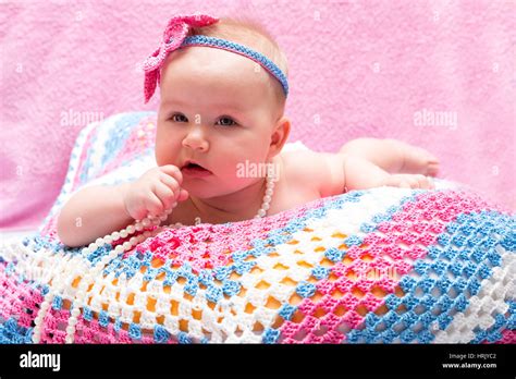 A Cute Newborn Baby Girl Sleeping Sweet Little Baby Portrait Use The